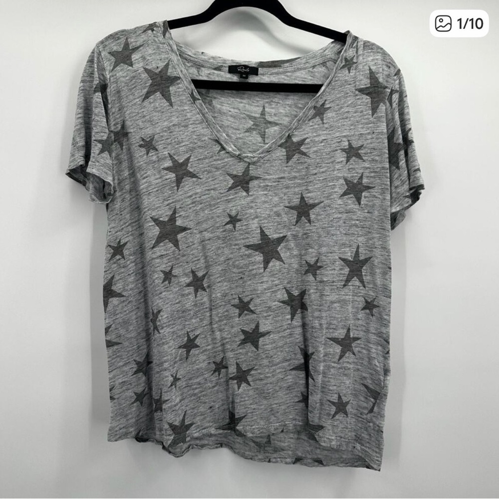 Rails Shirt Womens Medium Gray Heather Charcoal Stars V Neck Lightweight Tee